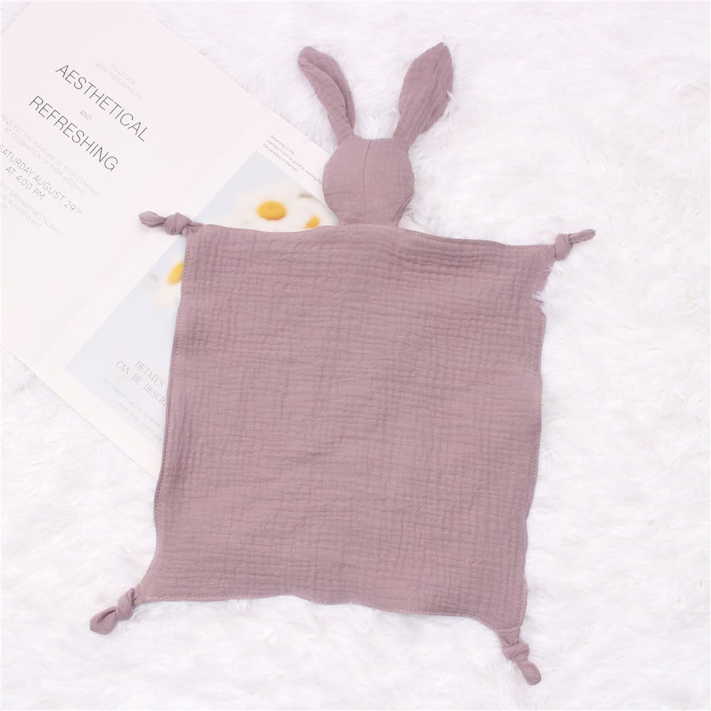 Doudou lapin en coton et mousseline pour bébé