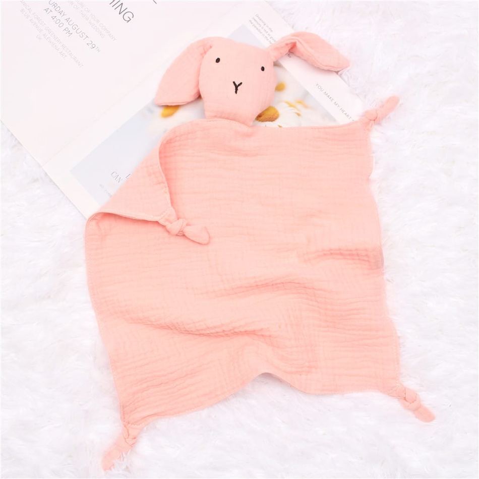 Doudou lapin en coton et mousseline pour bébé