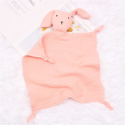 Doudou lapin en coton et mousseline pour bébé