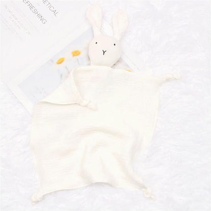Doudou lapin en coton et mousseline pour bébé
