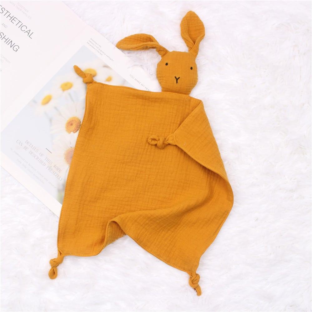 Doudou lapin en coton et mousseline pour bébé