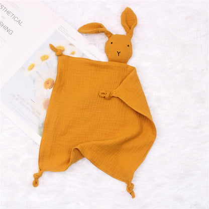 Doudou lapin en coton et mousseline pour bébé