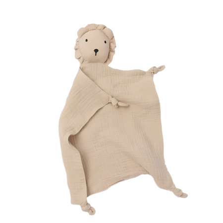 Doudou lion en mousseline et coton