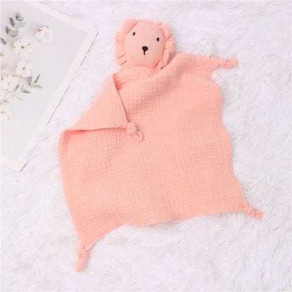 Doudou lion en mousseline et coton