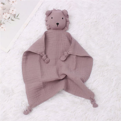 Doudou lion en mousseline et coton