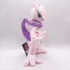 Peluche Pokemon Psy Mewtwo plush, pink with purple tail, blue eye detail, brand tag.