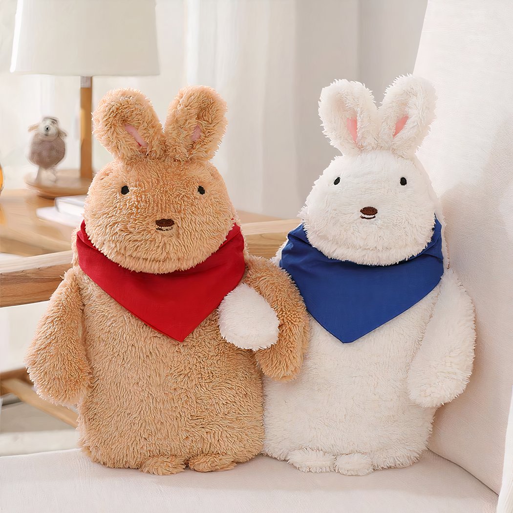 Peluche bouillotte lapin avec lacets