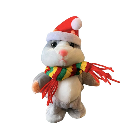 Peluche Hamster de Noël gris qui parle