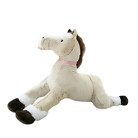Peluche cheval marron blanc
