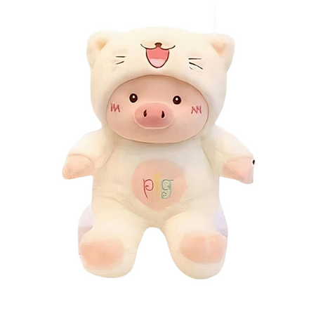 Peluche cochon déguisé en chat