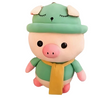 Peluche cochon habillé tenue verte