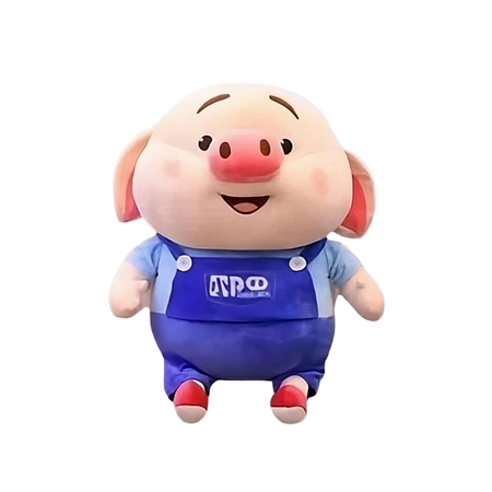 Peluche cochon habillé tenue bricoleur