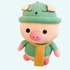 Peluche cochon habillé tenue verte