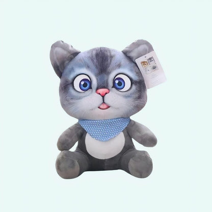 Peluche chat dessin animé gris