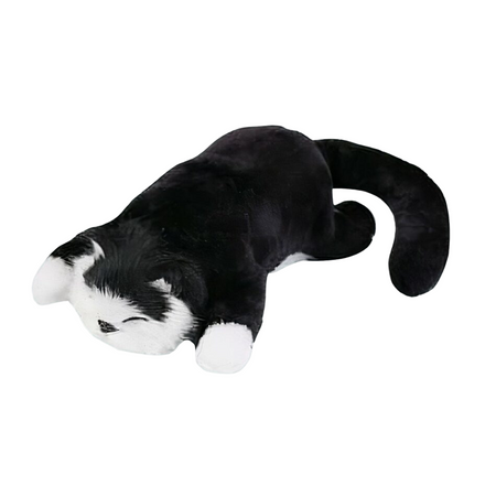 Peluche chat noir endormi