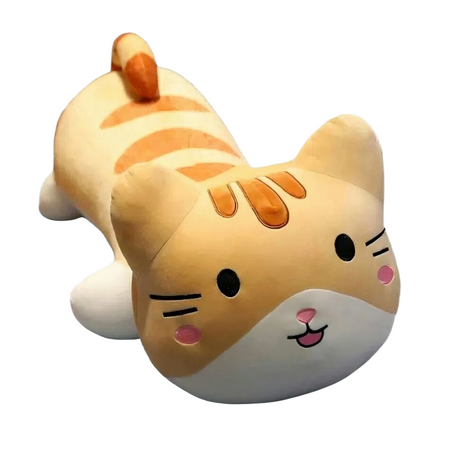 Grande peluche chat oreiller marron