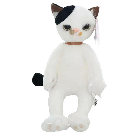 Peluche chat blanc mécontent assis