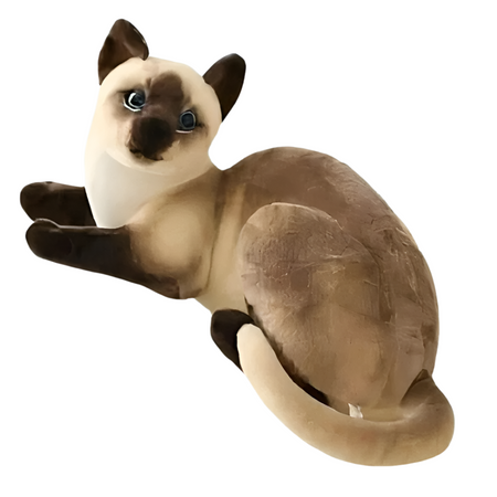 Peluche chat tigré gris couché