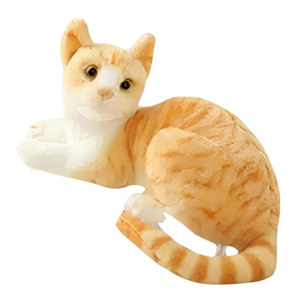 Peluche chat tigré orange couché