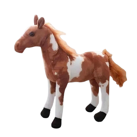 Peluche cheval marron et blanc