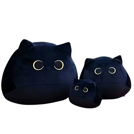 Peluche chaton noir aux grands yeux