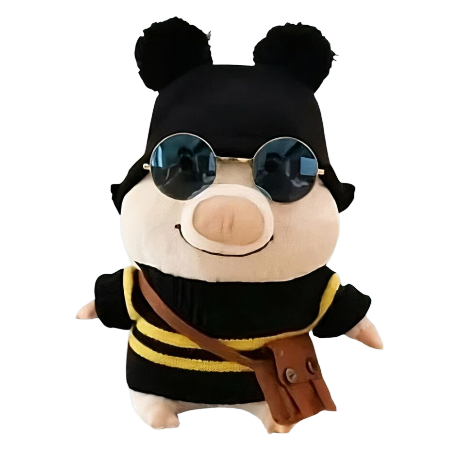 Peluche cochon habillé pull abeille