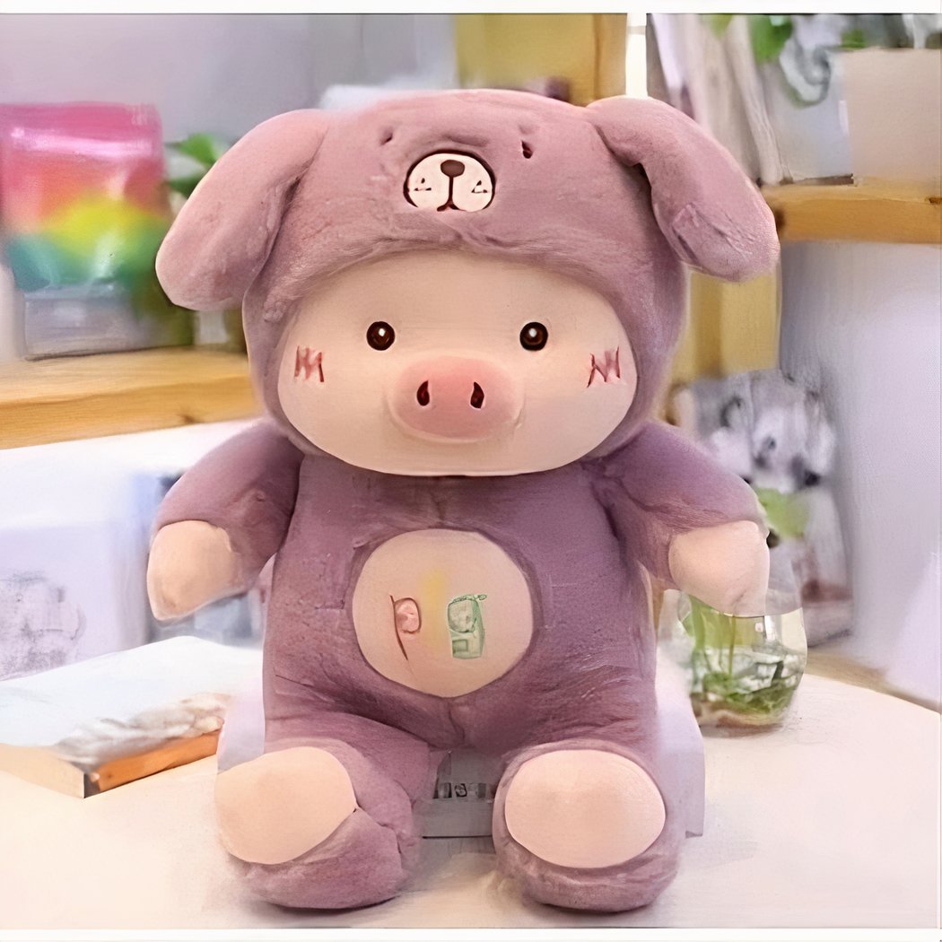 Peluche cochon déguisé en lapin