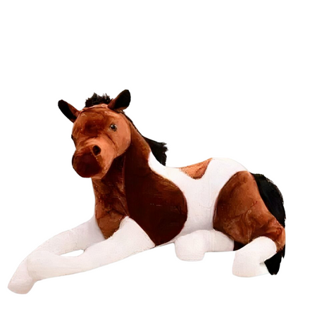 Peluche cheval blanc marron