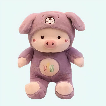 Peluche cochon déguisé en lapin