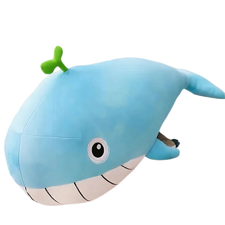 Peluche baleine bleue pastel, le plus doux des oreillers