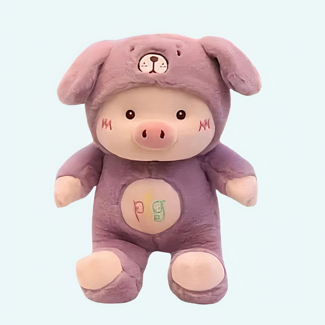 Peluche cochon déguisé en lapin