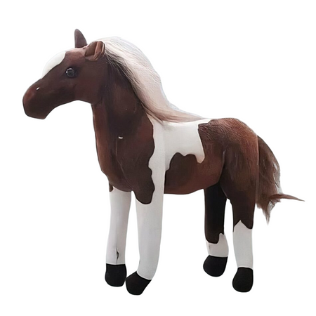 Peluche cheval marron blanc mignon