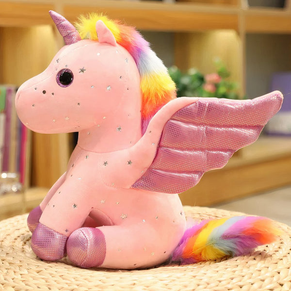 Peluche licorne avec ailes scintillantes