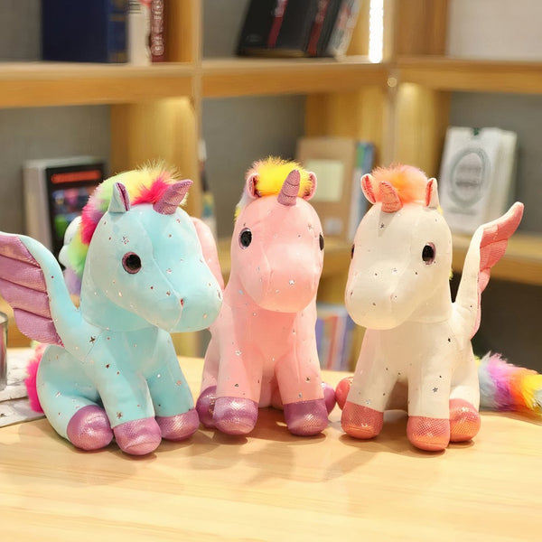 Peluche licorne avec ailes scintillantes