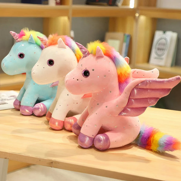Peluche licorne avec ailes scintillantes
