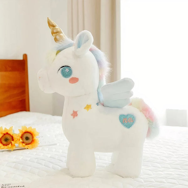 Peluche licorne féérique arc-en-ciel