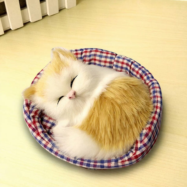 Peluche mini chat endormi