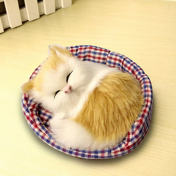 Peluche mini chat endormi