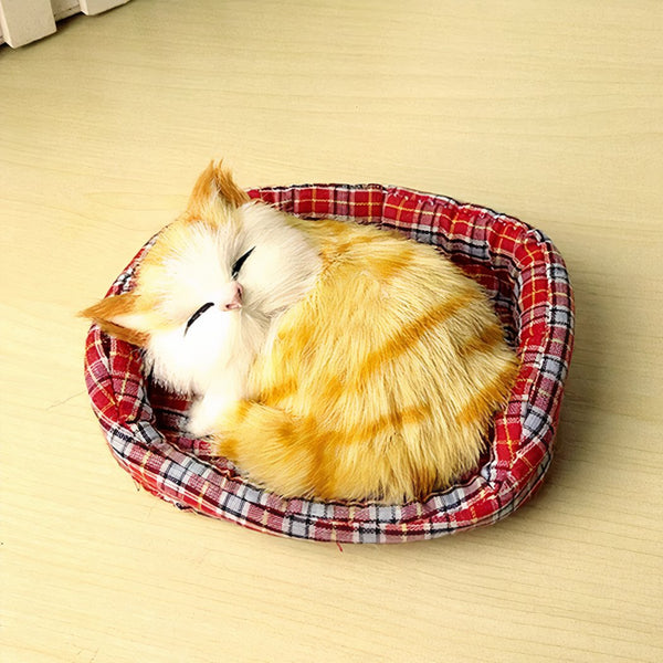 Peluche mini chat endormi