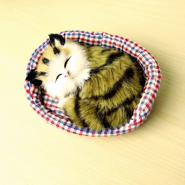 Peluche mini chat endormi