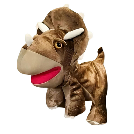 Peluche marionnette dinosaure marron