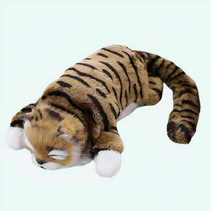Peluche chat tigré marron endormi