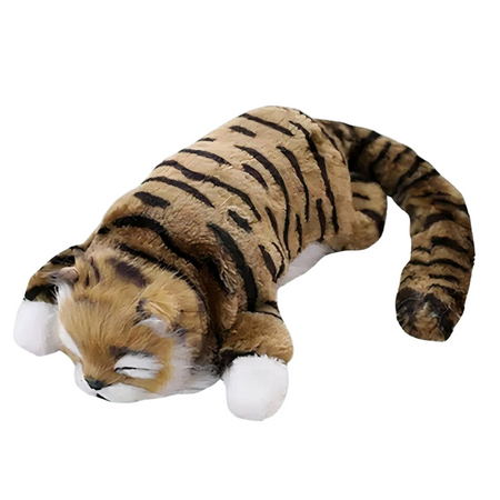 Peluche chat tigré marron endormi