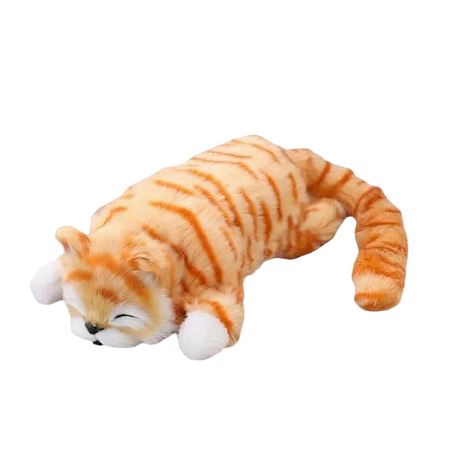 Peluche chat tigré orange endormie