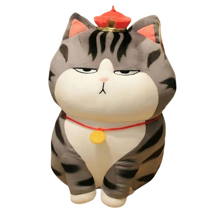 Peluche chat empereur tigré gris