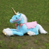 Grande peluche licorne cheval bleu