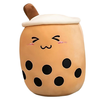 Peluche coussin Bubble tea mignon marron
