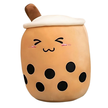 Peluche coussin Bubble tea mignon marron