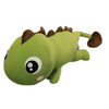 Kawaii green dinosaur plush with brown back plates, big eyes, and a brown-tipped tail.