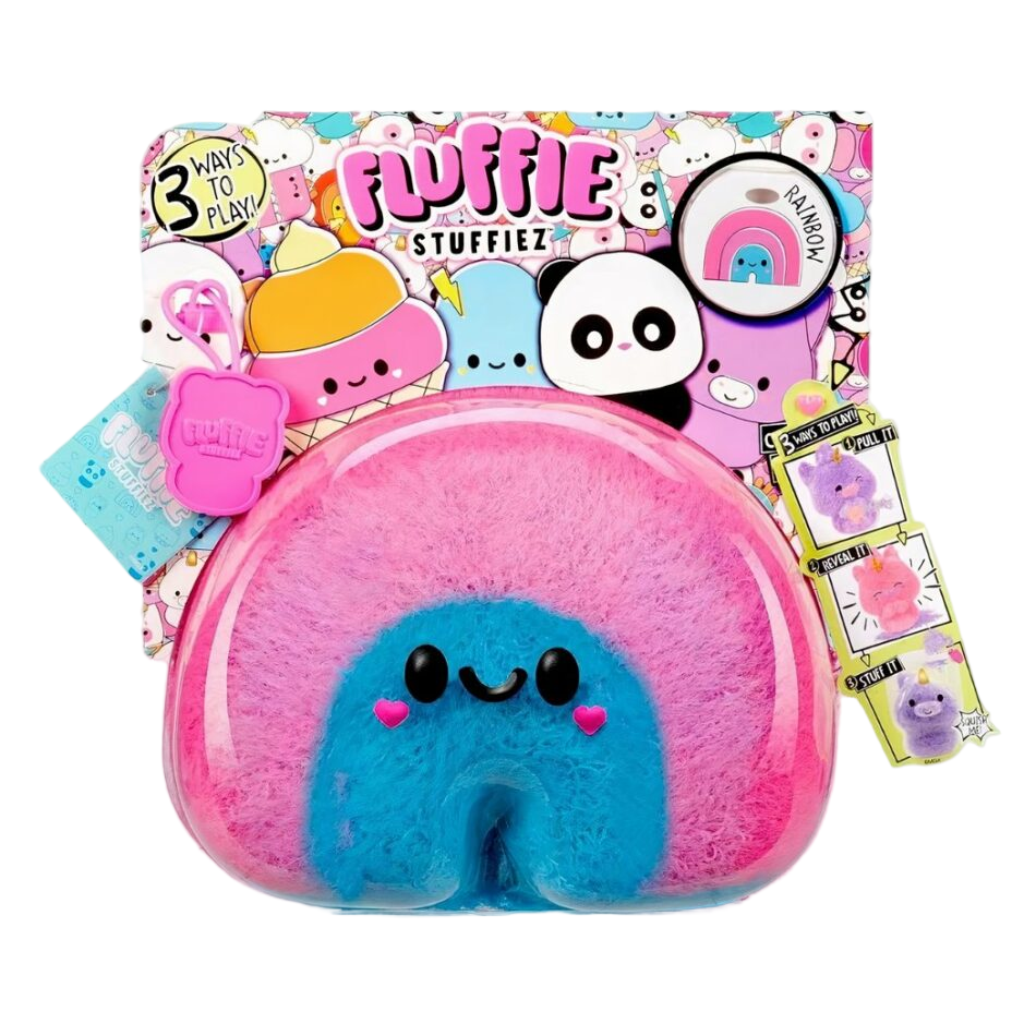 Peluche Fluffie Stuffiez arc-en-ciel rose et bleu